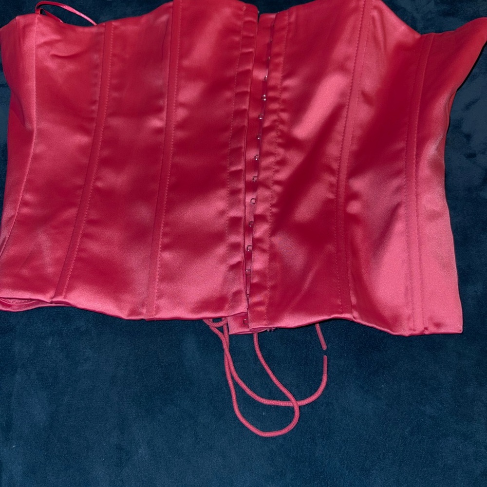 Satin Hot pink. never worn Corset Top